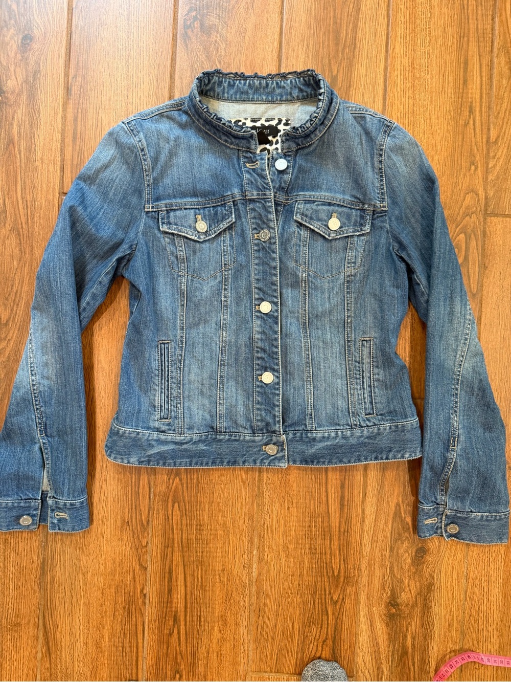 Classic Blue Denim Jacket with Round Collar / women’s size 8